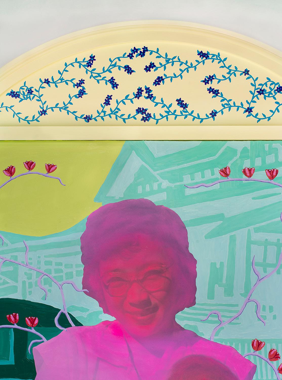 Senza titolo (Madre e figlio in dissolvenza cromatica con fiocchi di neve estivi) - Painting di Daisy Patton