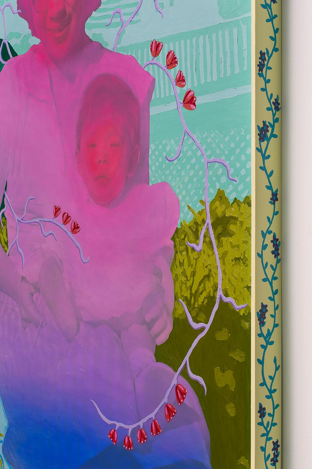 Senza titolo (Madre e figlio in dissolvenza cromatica con fiocchi di neve estivi) - Painting Contemporaneo di Daisy Patton