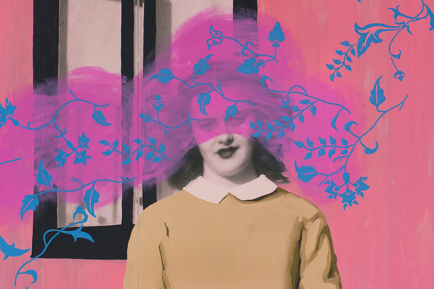 In Forgetting is so long, Daisy Patton collects abandoned, anonymous family photographs, enlarges them past their familiar size, and paints over them. She uses paint to disrupt, to reimagine, to re-enliven these individuals removed from their space