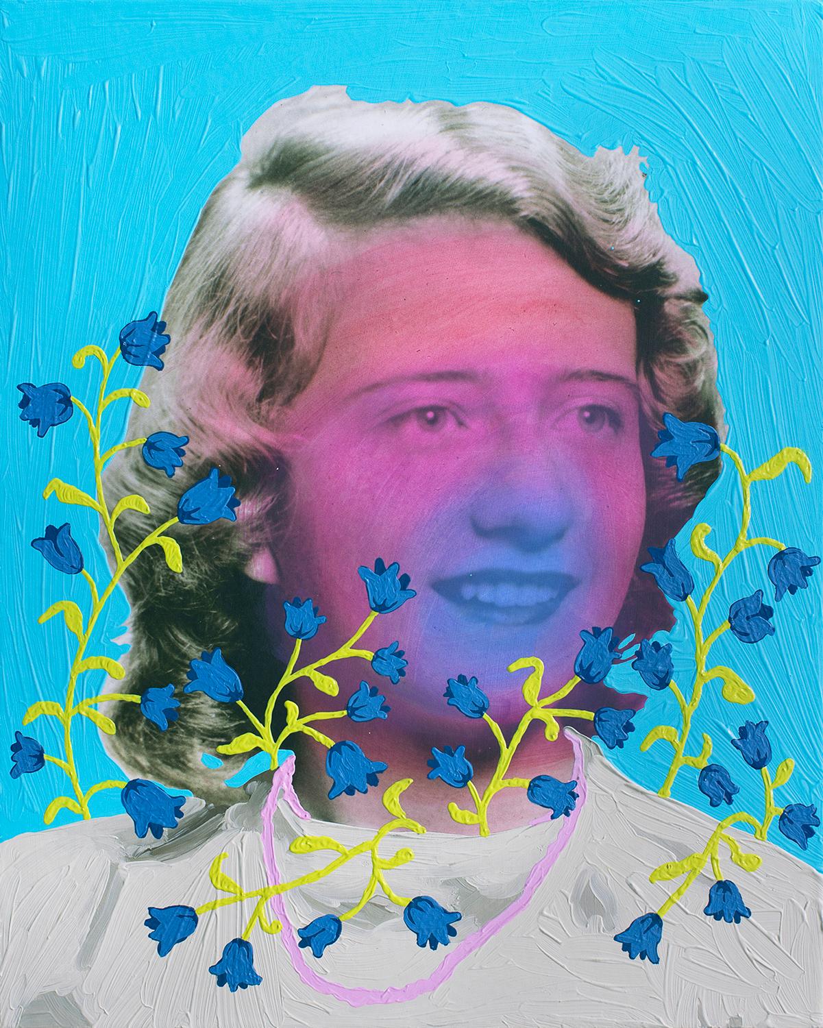 Untitled (Magenta Woman with Bluebells) - Mixed Media Art by Daisy Patton