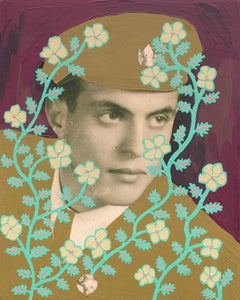 Untitled (Uniformed Man with Green and Cream Vines)