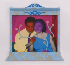 Sans titre (Vibrant Couple with Ornate Ochre Flowers)