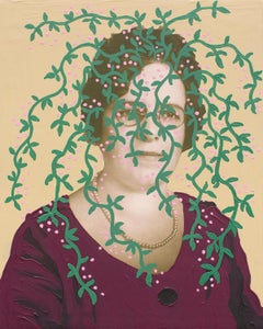 Untitled (Woman with Green Vines and Cream Background)