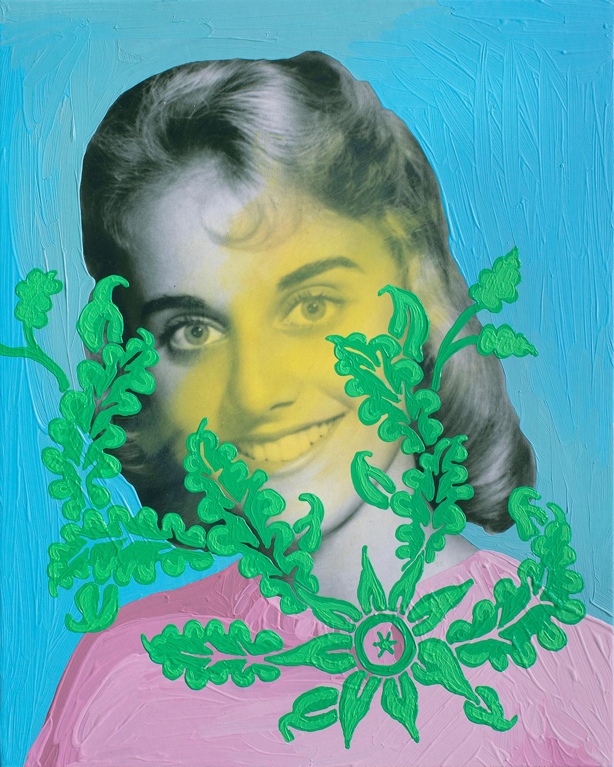 Ohne Titel (Gelbe Frau mit grünem Laub)