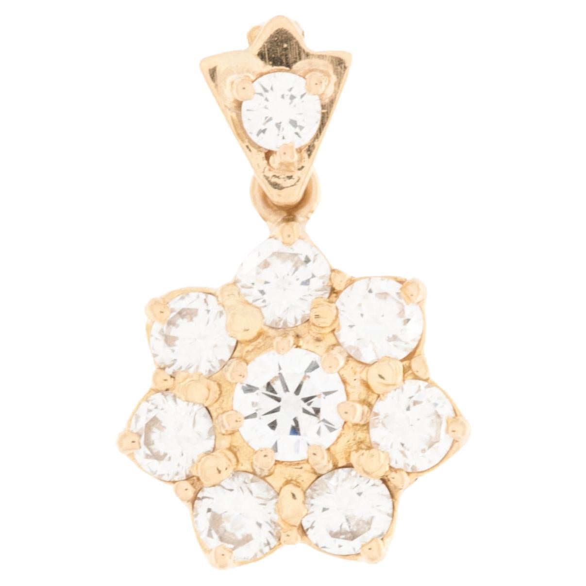 HRD Certified Daisy Pendant Yellow Gold with Diamonds For Sale