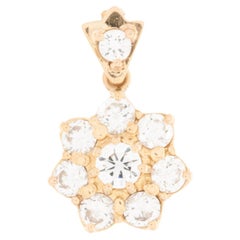 Vintage HRD Certified Daisy Pendant Yellow Gold with Diamonds