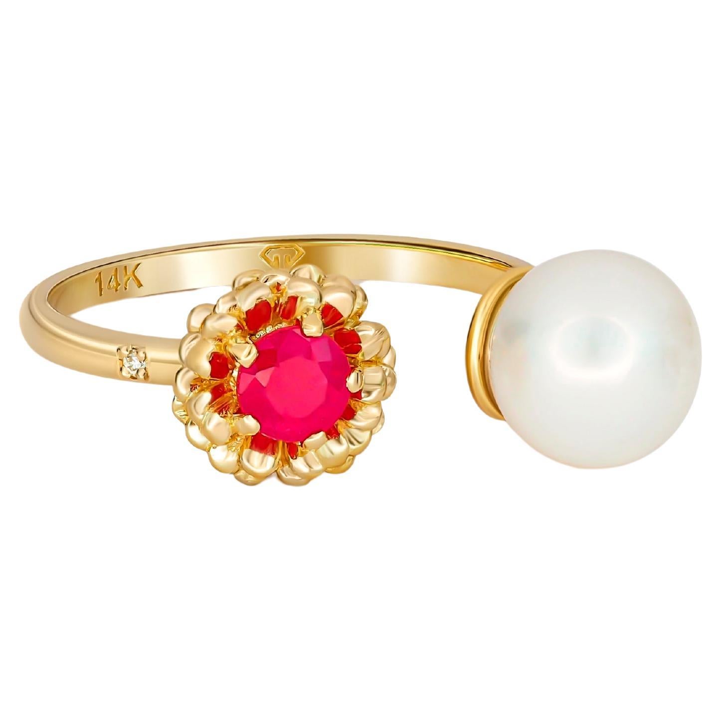 Daisy ring with ruby.  For Sale