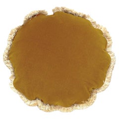 Daisy Round Curry Yellow Velvet Deluxe Handmade Decorative Pillow