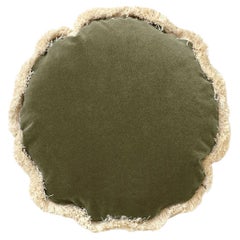 Cuscino decorativo Daisy Round Dry Green Velvet Deluxe fatto a mano