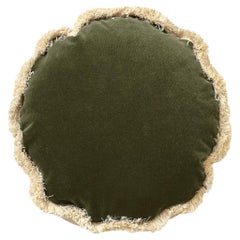 Oreiller décoratif de luxe en velours vert sec Daisy Round Handmade