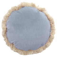 Daisy Round Long fringe Blue Velvet Deluxe Handmade Decorative Pillow