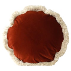 Daisy Round Long fringe Brick Velvet Deluxe Handmade Decorative Pillow