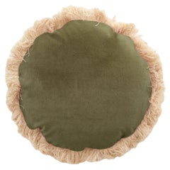 Daisy Round Long fringe Dry Green Velvet Deluxe Handmade Decorative Pillow