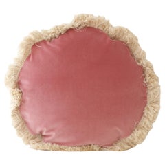 Coussin décoratif Deluxe à franges longues en velours rose marguerite