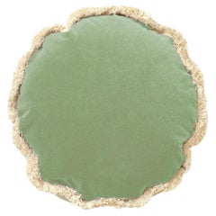 Coussin décoratif rond marguerite en velours menthe Deluxe fait main