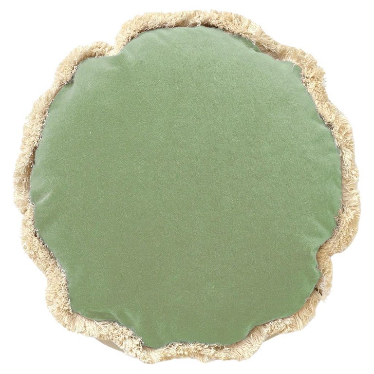Daisy Round Mint Velvet Deluxe Handmade Decorative Cushion For