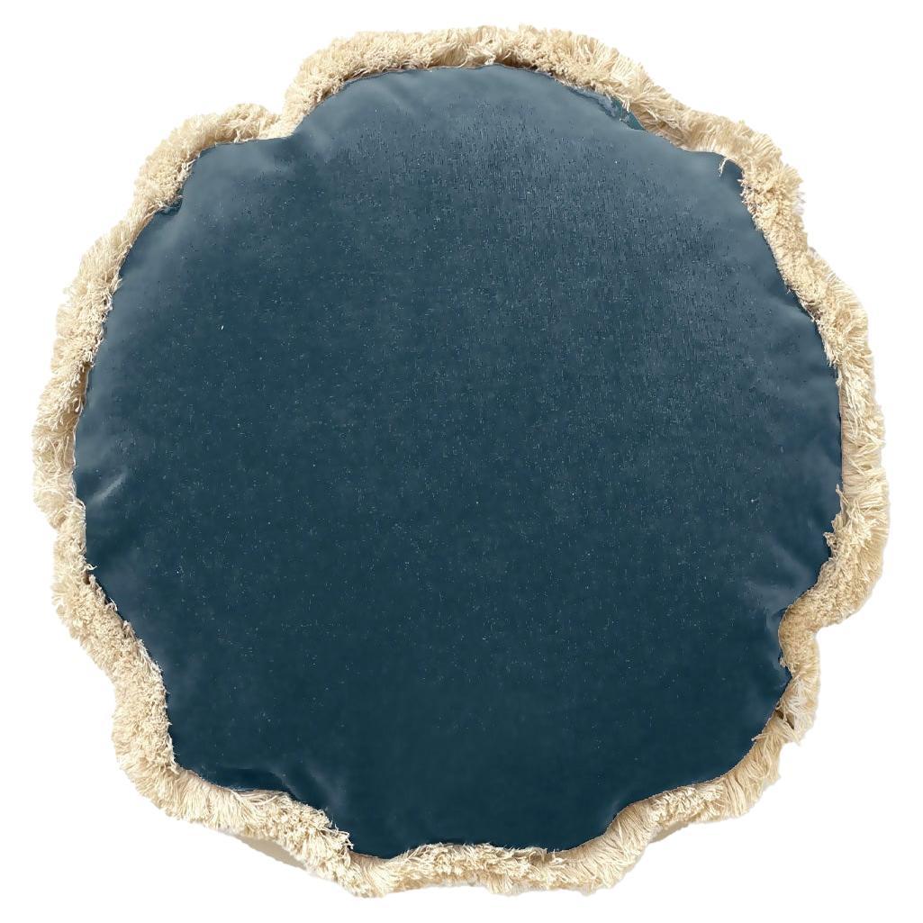Cuscino decorativo Daisy Round Blue Velvet Deluxe realizzato a mano