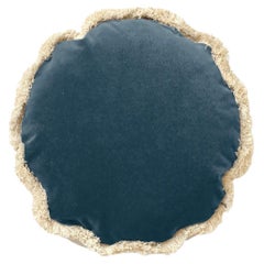 Cuscino decorativo Daisy Round Blue Velvet Deluxe realizzato a mano