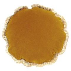 Cojín decorativo redondo de terciopelo amarillo margarita hecho a mano de lujo