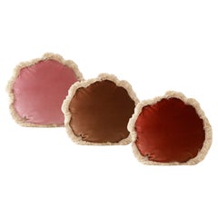 DAISY Set of 3 Velvet Handmade Round Fringed Cushions