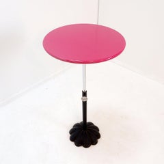 Daisy Side Table, Vintage Pink Metal Top, Iron Construction