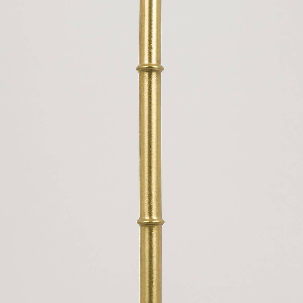 Italian Daisy contemporary standing lamp, sapphire silk , silvered glass necklace, brass 
