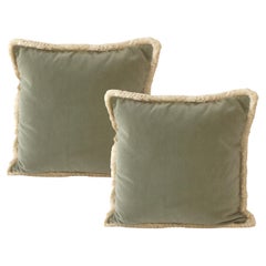 Daisy stone green set of 2 Velvet Deluxe Handmade Decorative Pillows