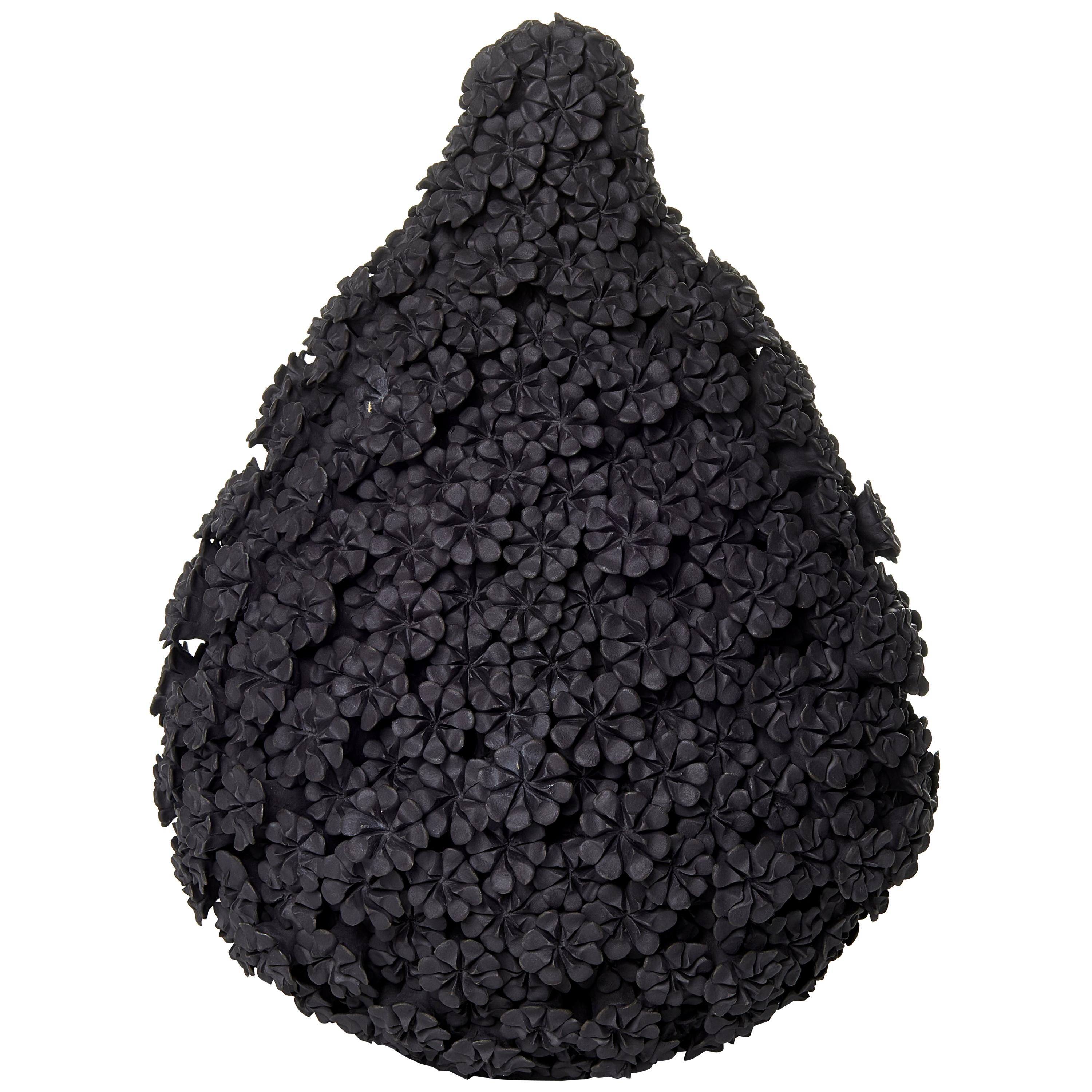 Daisy Teardrop, a Floral Black Stoneware Ceramic Sculpture by Vanessa Hogge
