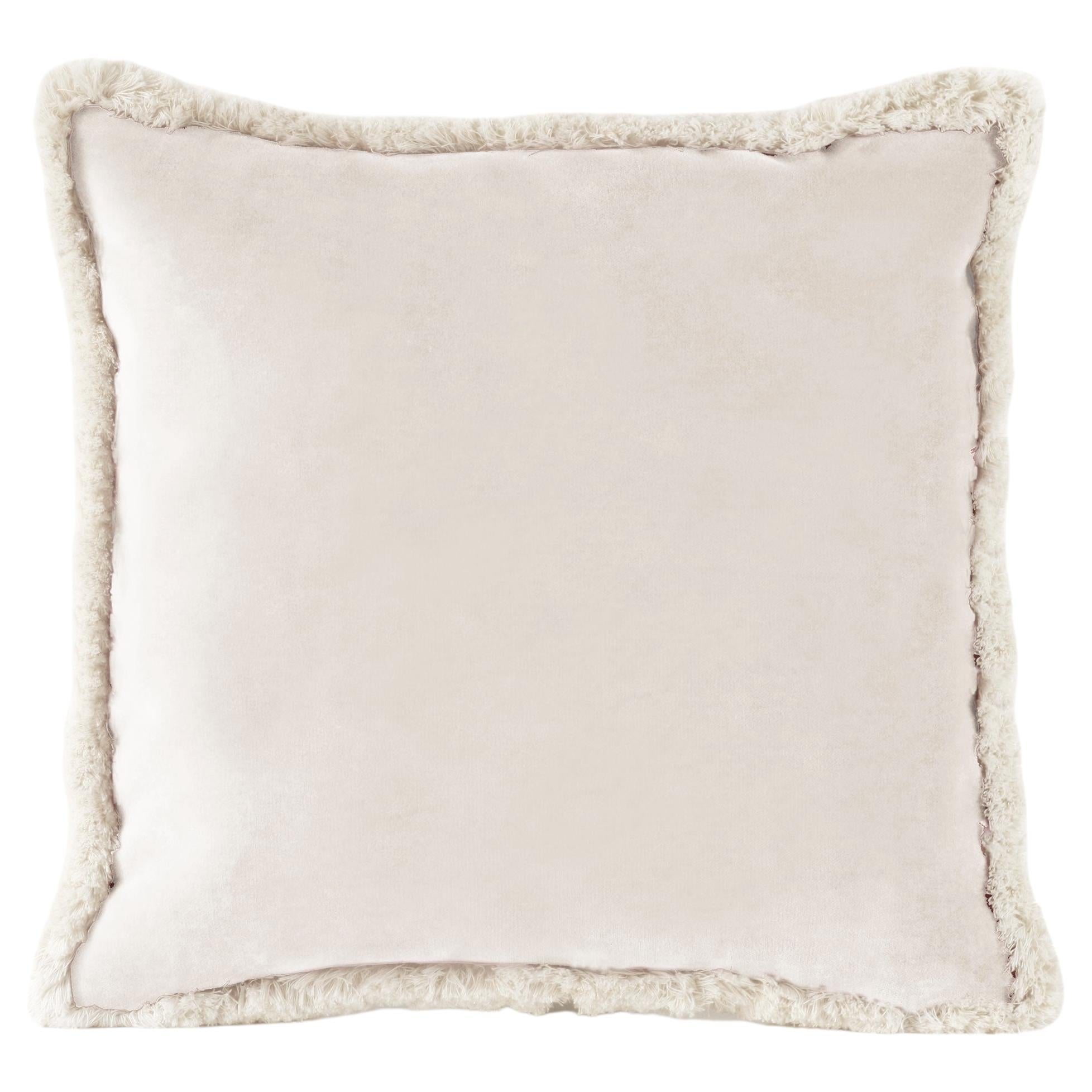 Daisy Ivory Velvet Deluxe Handmade Decorative Pillow For Sale