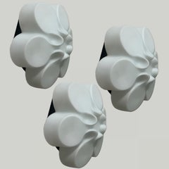 Daisy White Ceramic Glass Wall Lights, Belga, circa 1920s