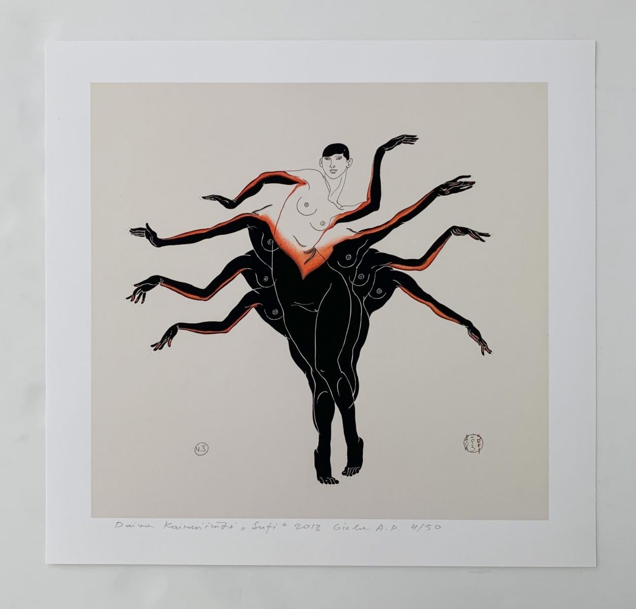 Sufí. Impresión Giclée Figurativa Contemporánea, Desnudo, Artista Emergente - Print de Daiva Kairevičiūtė