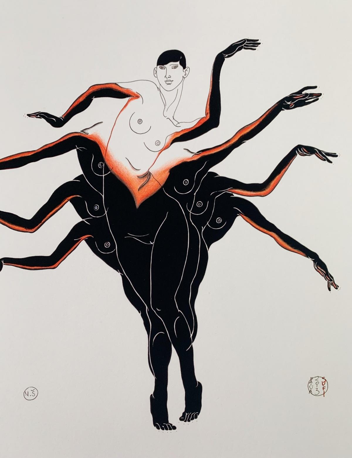 Sufí. Impresión Giclée Figurativa Contemporánea, Desnudo, Artista Emergente - Print Surrealista de Daiva Kairevičiūtė