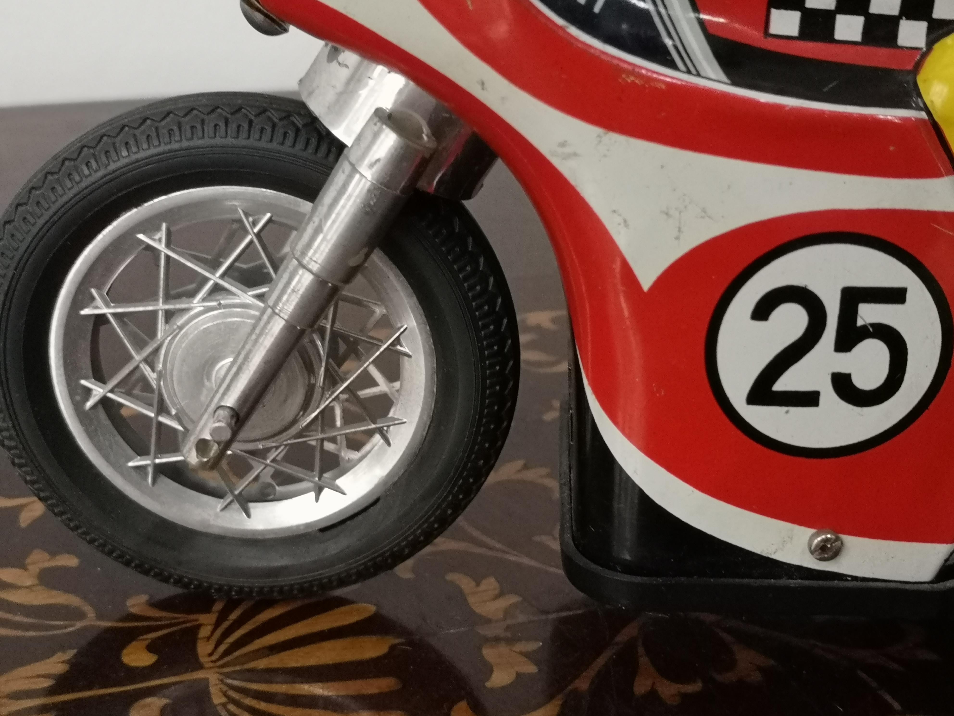 Daiya Japan 1960 Motorrad - Stuntfahrer - Zinn-Motorrad-Spielzeug  im Angebot 3