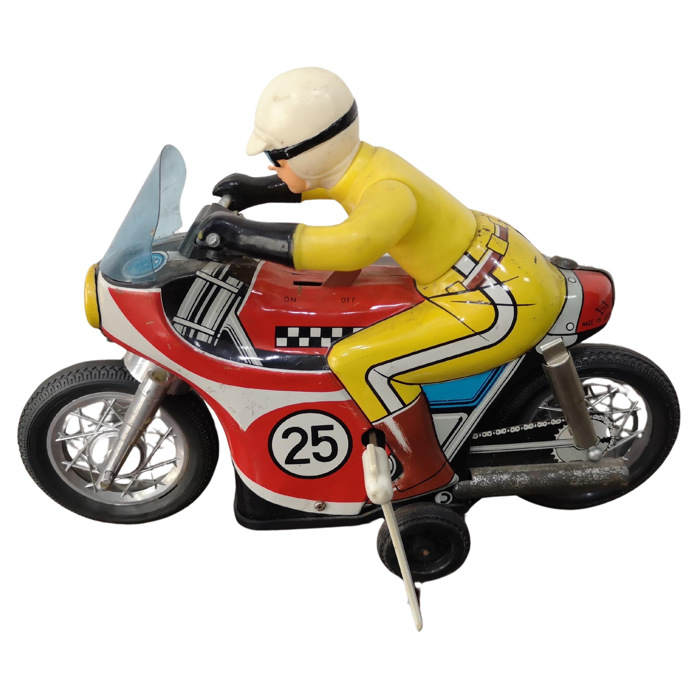 Daiya Japan 1960 Moto - Conducteur cascadeur - Jouet moto en fer blanc 