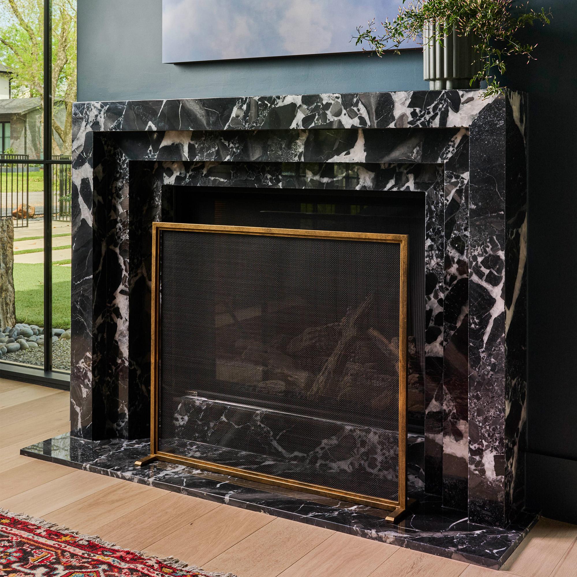 Dakota Fireplace Screen in Aged Silver For Sale 10