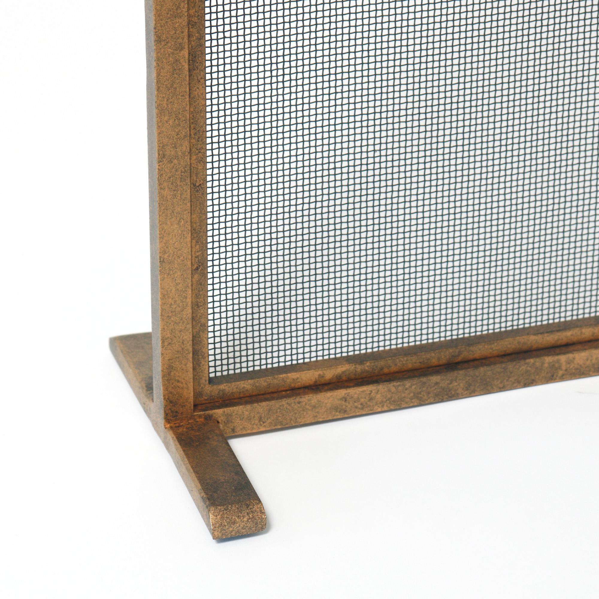Iron Dakota Fireplace Screen in Aged Silver For Sale