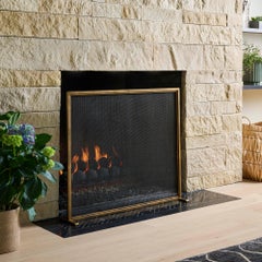 Dakota Minimalist Fireplace Screen in Tobacco, Custom Modern Metal Fire Screen