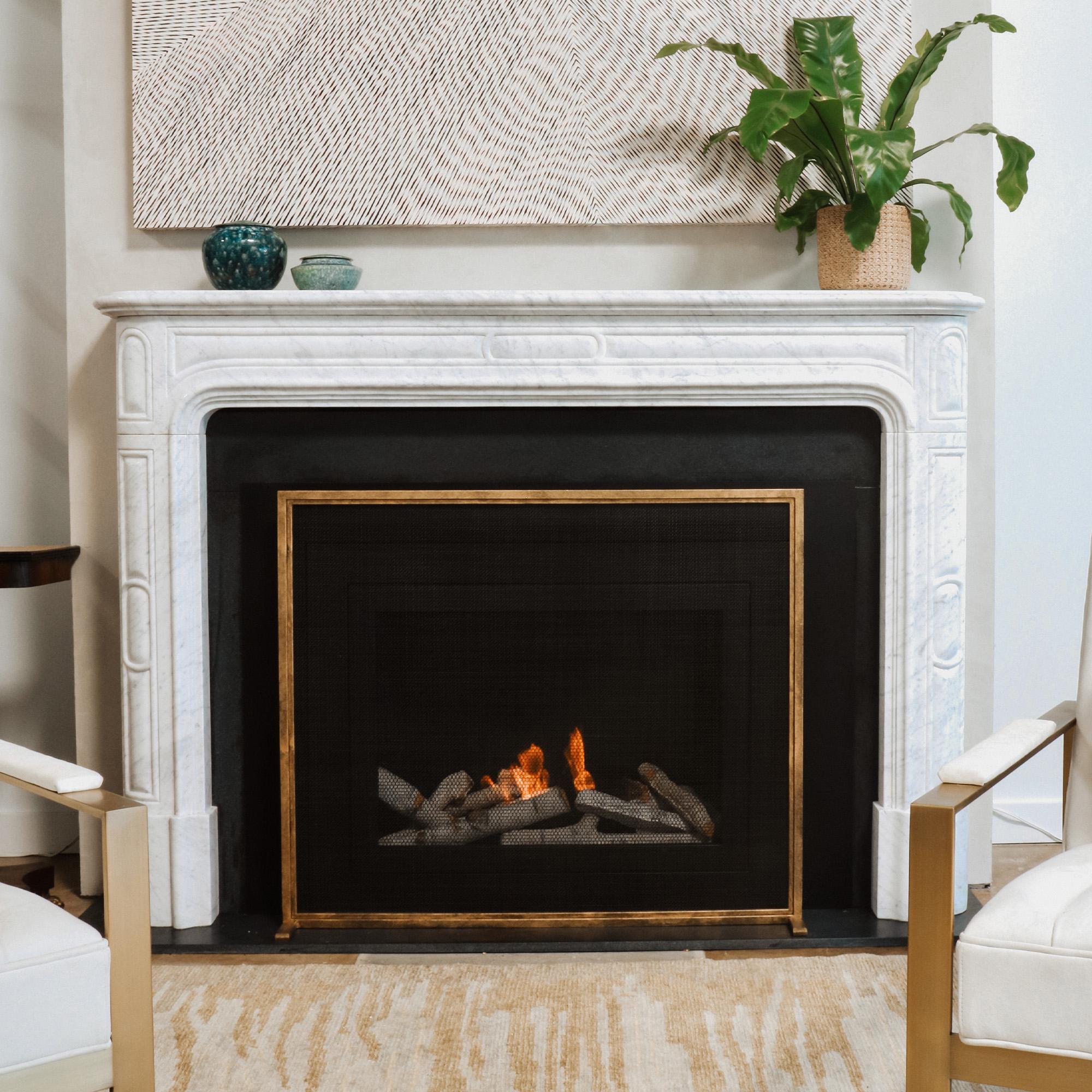 American Dakota Fireplace Screen in Warm Black For Sale