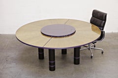 Dakota Jackson African Satinwood Postmodern Convertible Lazy-Susan Dining Table