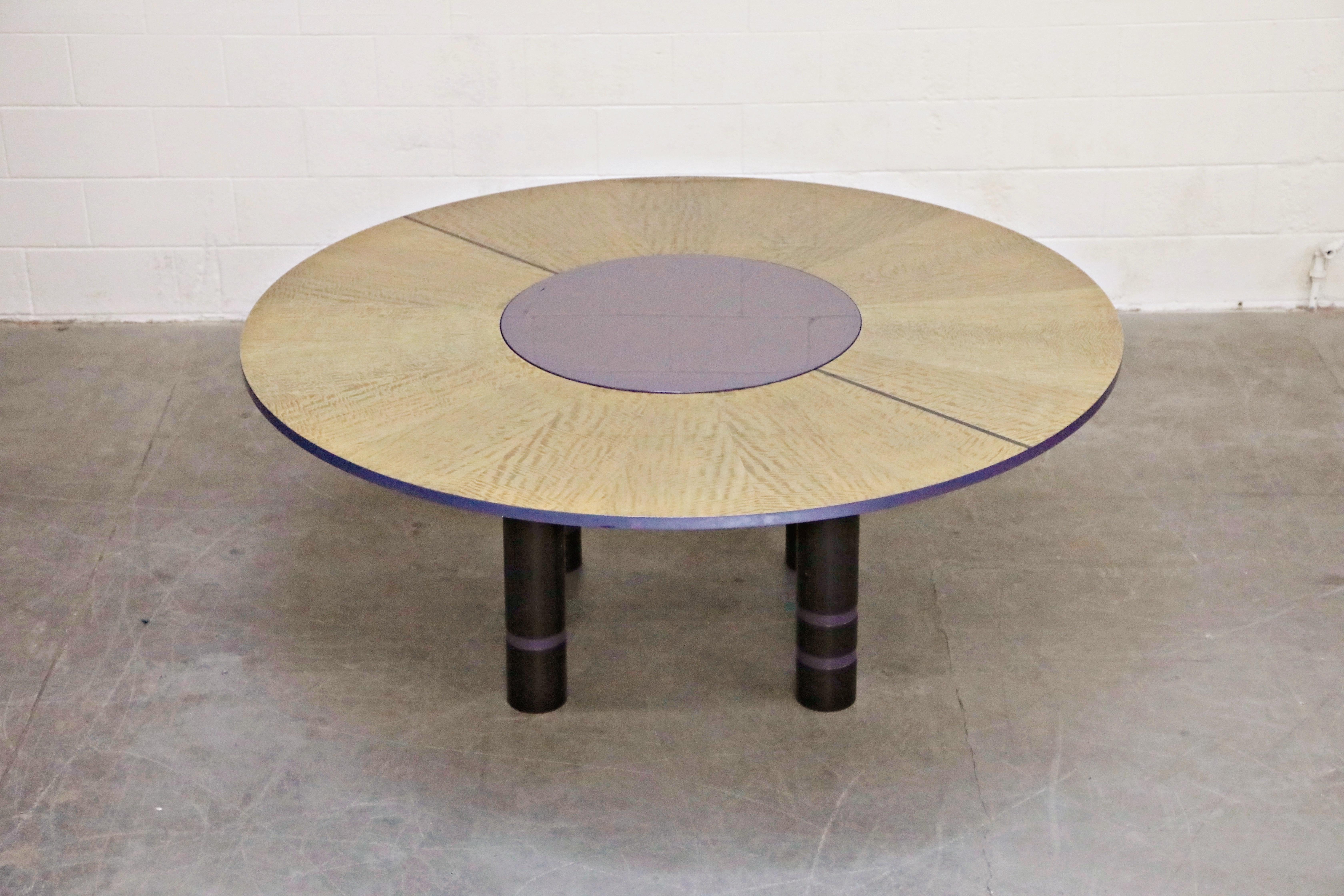 Post-Modern Dakota Jackson African Satinwood Postmodern Convertible Lazy-Susan Dining Table