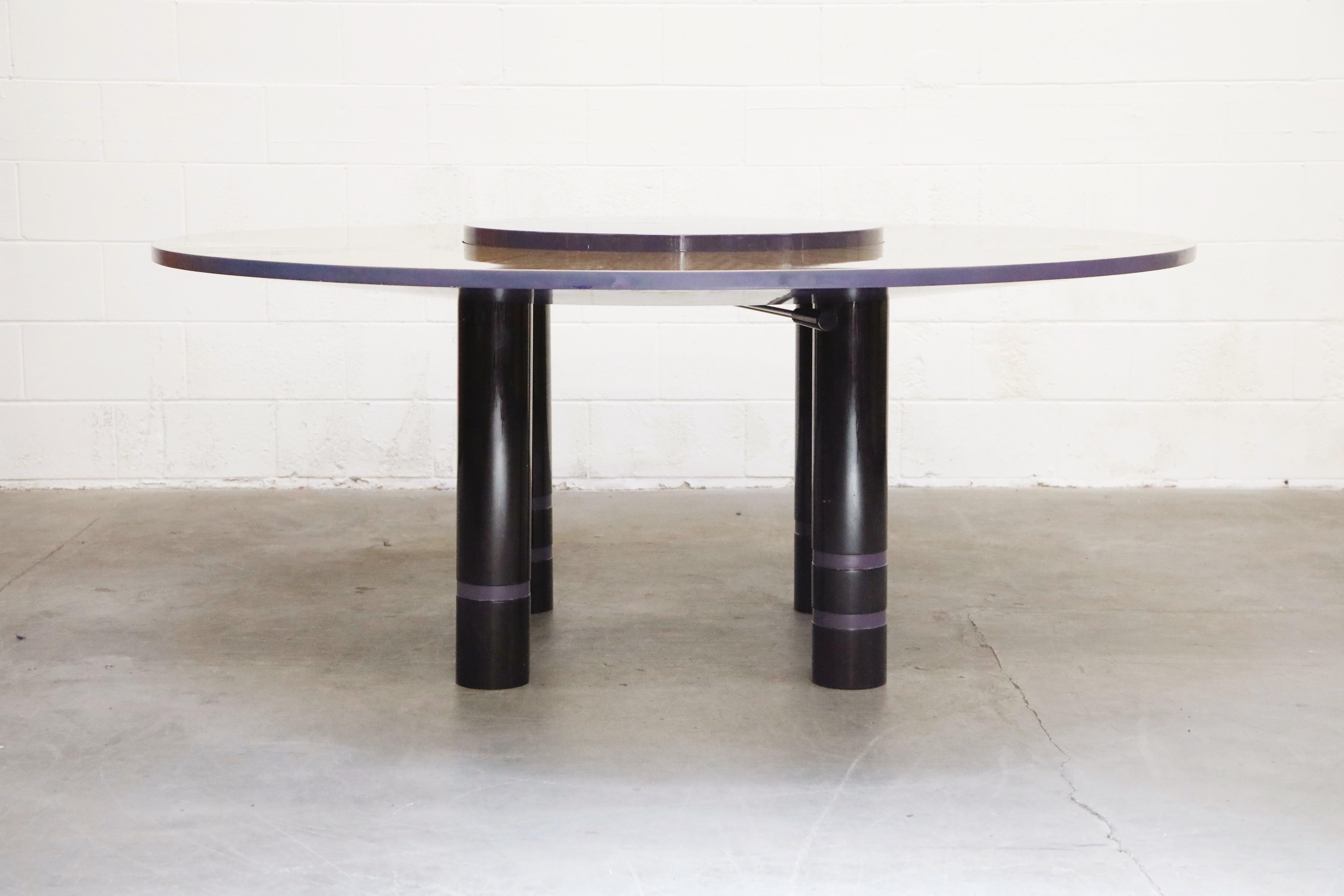 American Dakota Jackson African Satinwood Postmodern Convertible Lazy-Susan Dining Table