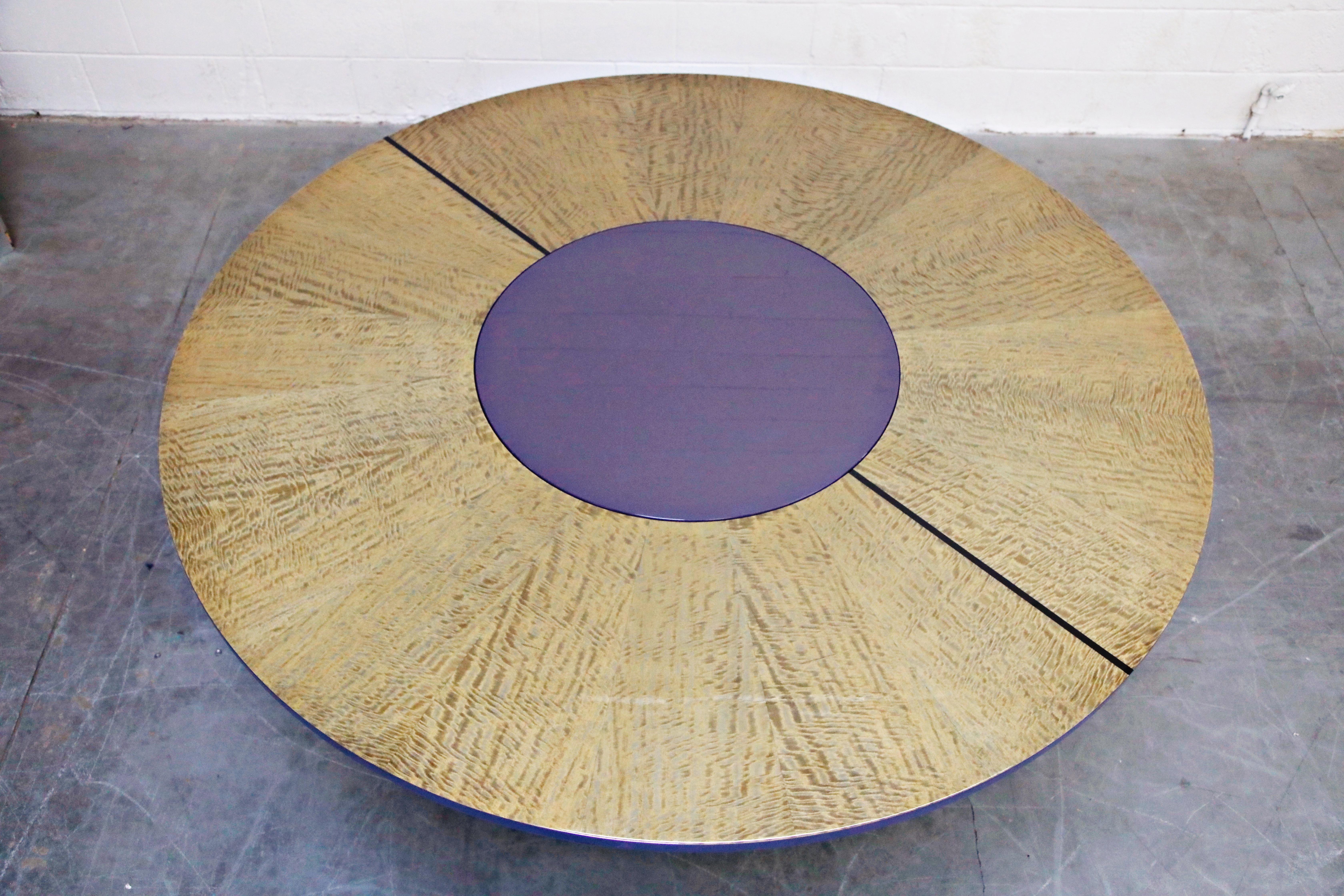 Dakota Jackson African Satinwood Postmodern Convertible Lazy-Susan Dining Table 1