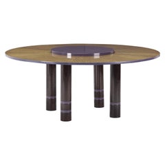 Vintage Dakota Jackson African Satinwood Postmodern Convertible Lazy-Susan Dining Table