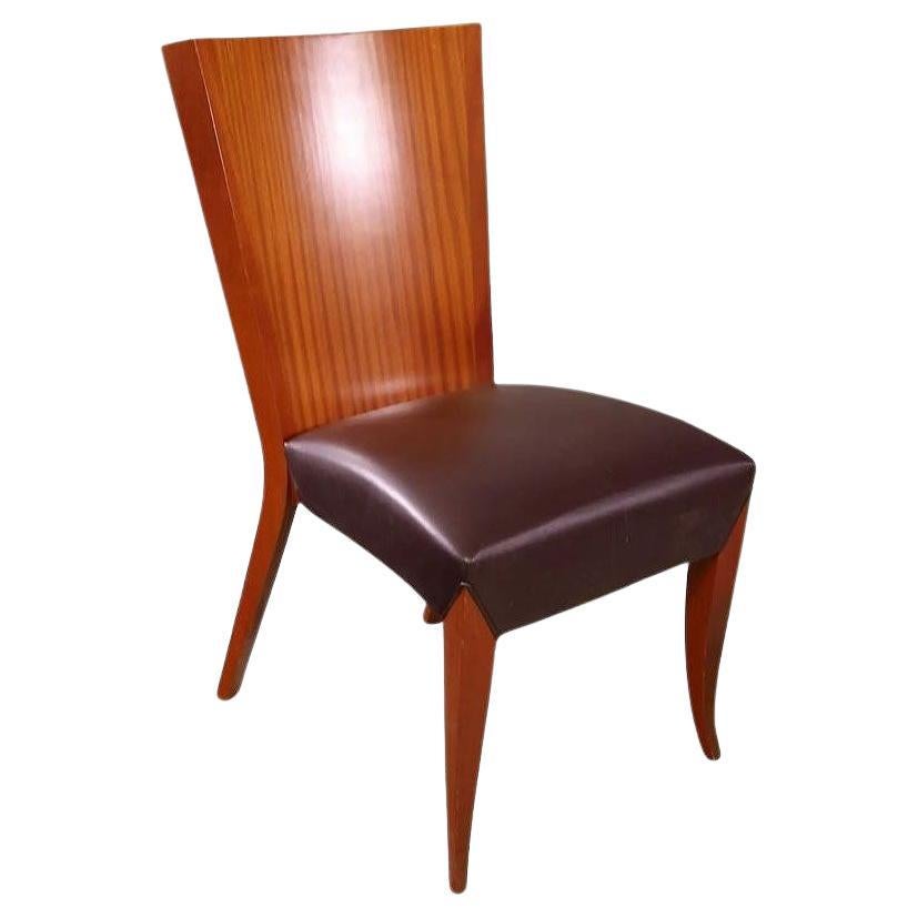 Dakota Jackson Silla lateral escultural "Aldabhra" con asiento de cuero negro