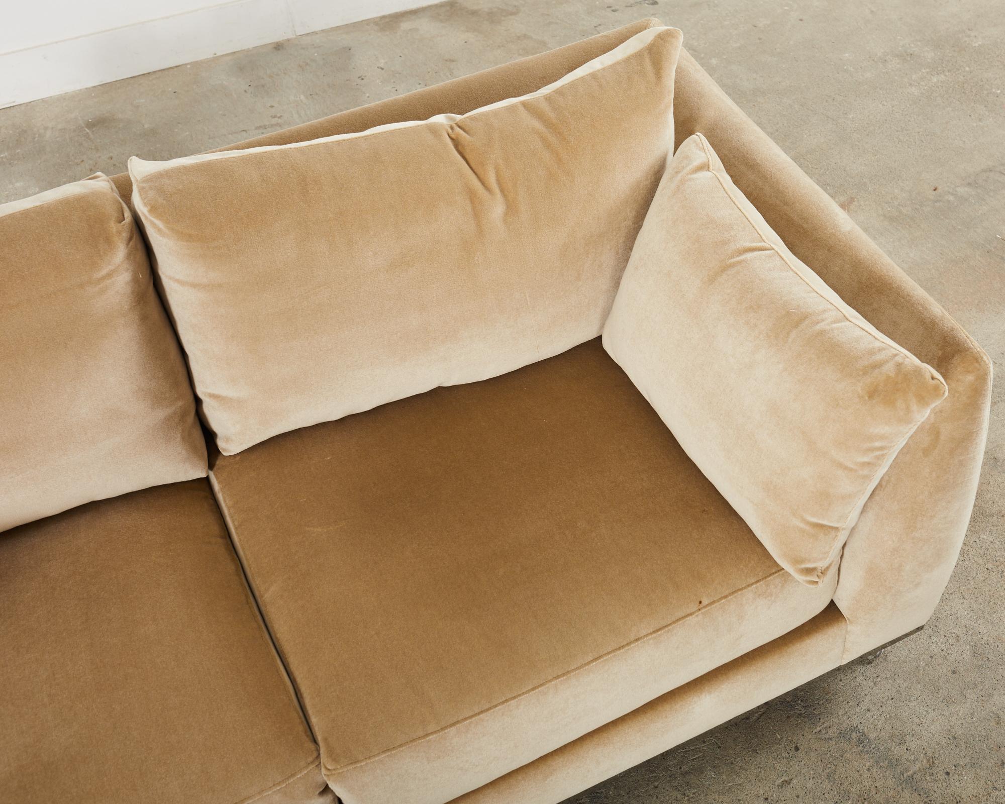 Dakota Jackson Camel Mohair Iko Downs Sofa Settee For Sale 2