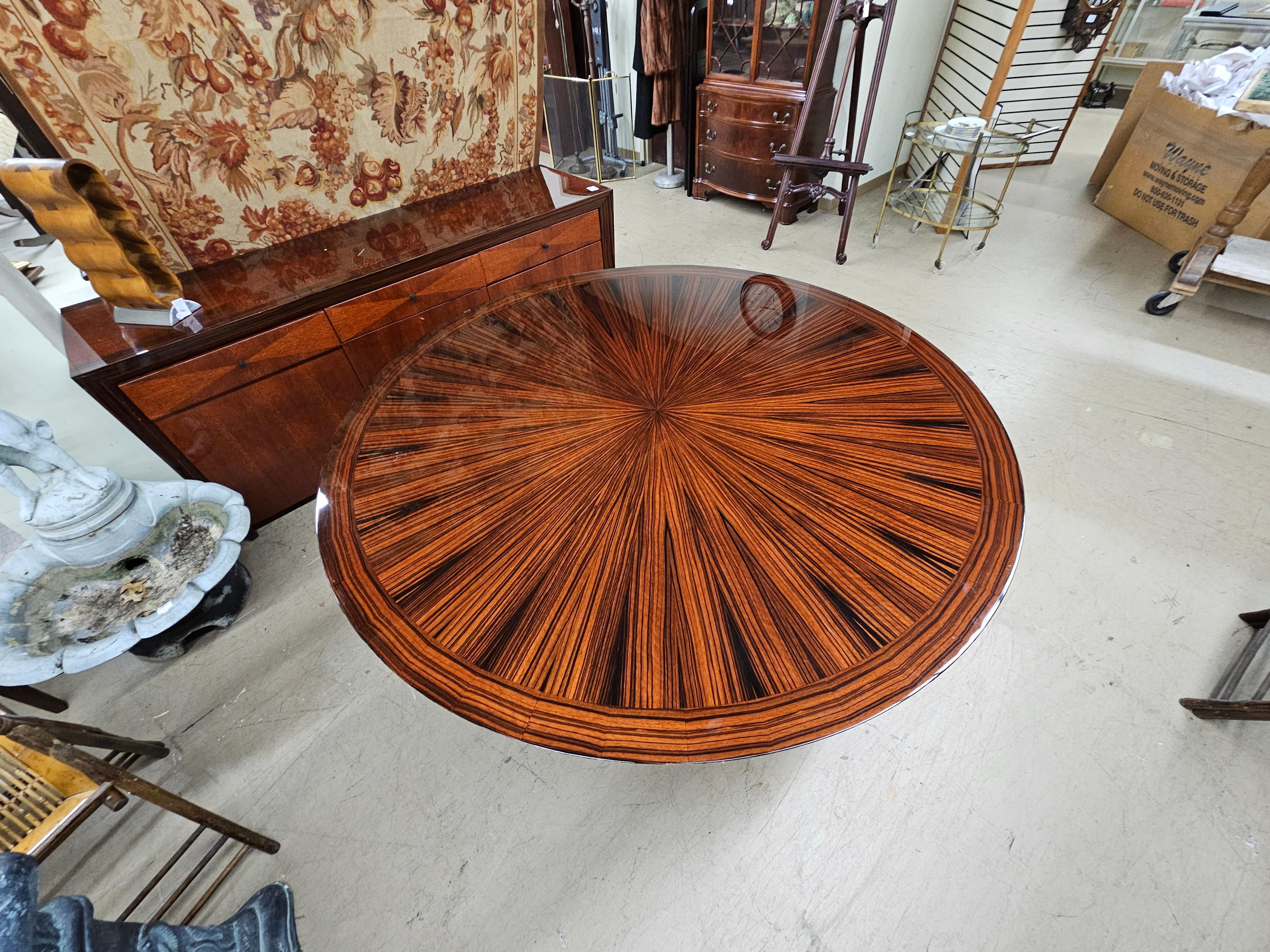 Wood Dakota Jackson Heraldic Collection Mixed Rosewood and Ebony Round Dining Table For Sale