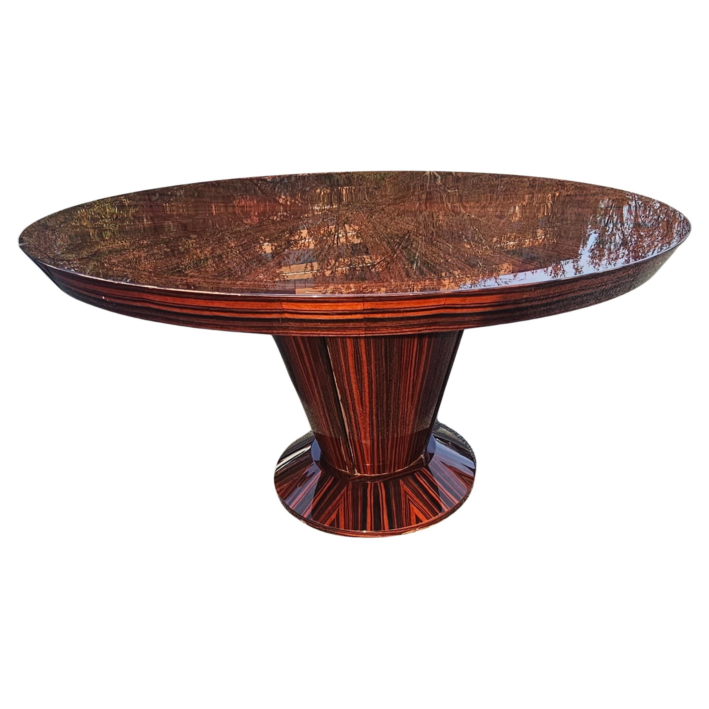 Table de salle à manger ronde de la collection Heraldic du Dakota Jackson en bois de rose mélangé et ébène en vente