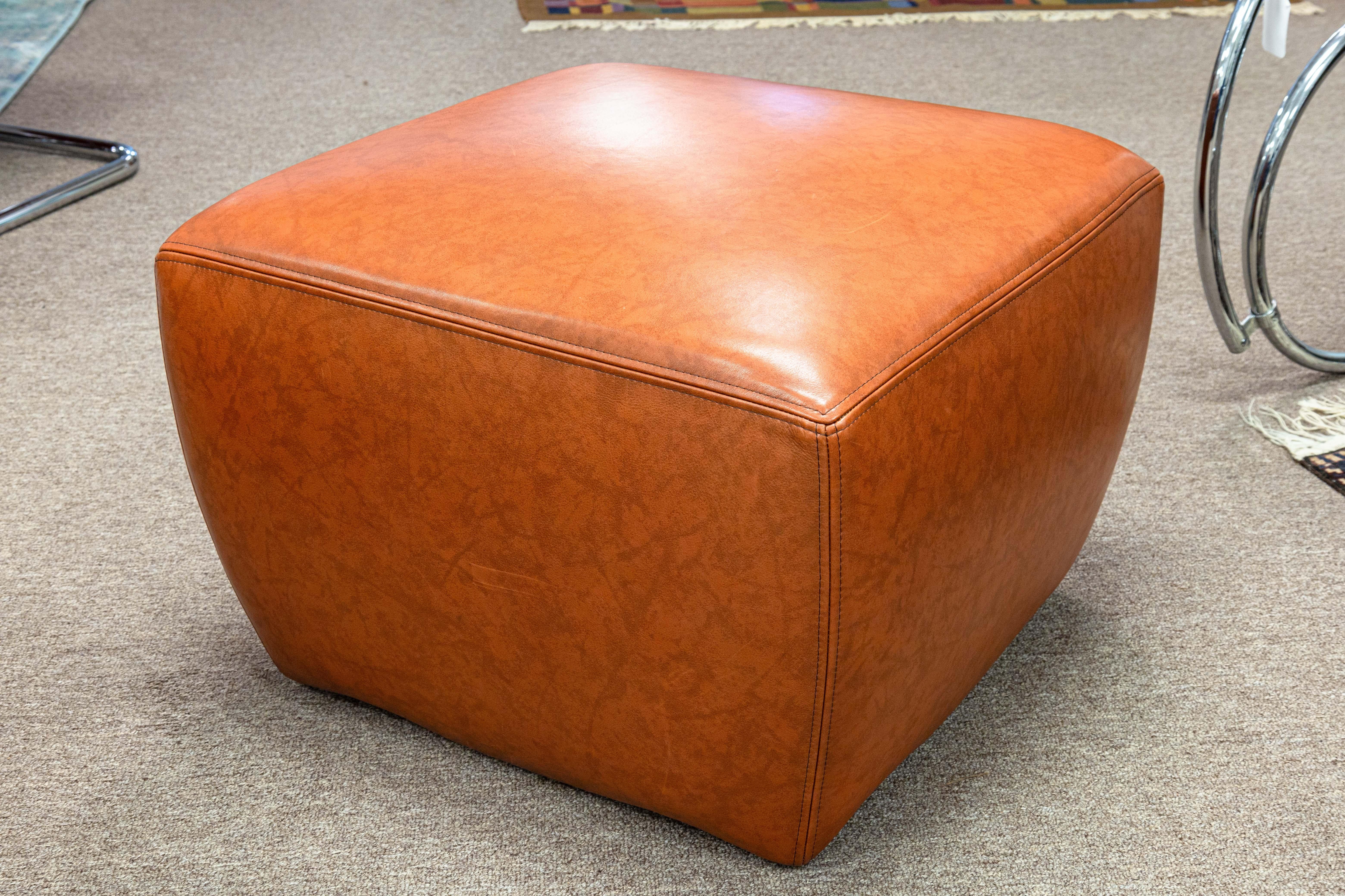 Dakota Jackson Ke-Zu 1980s Leather Club Accent Armchair and Matching Ottoman 8
