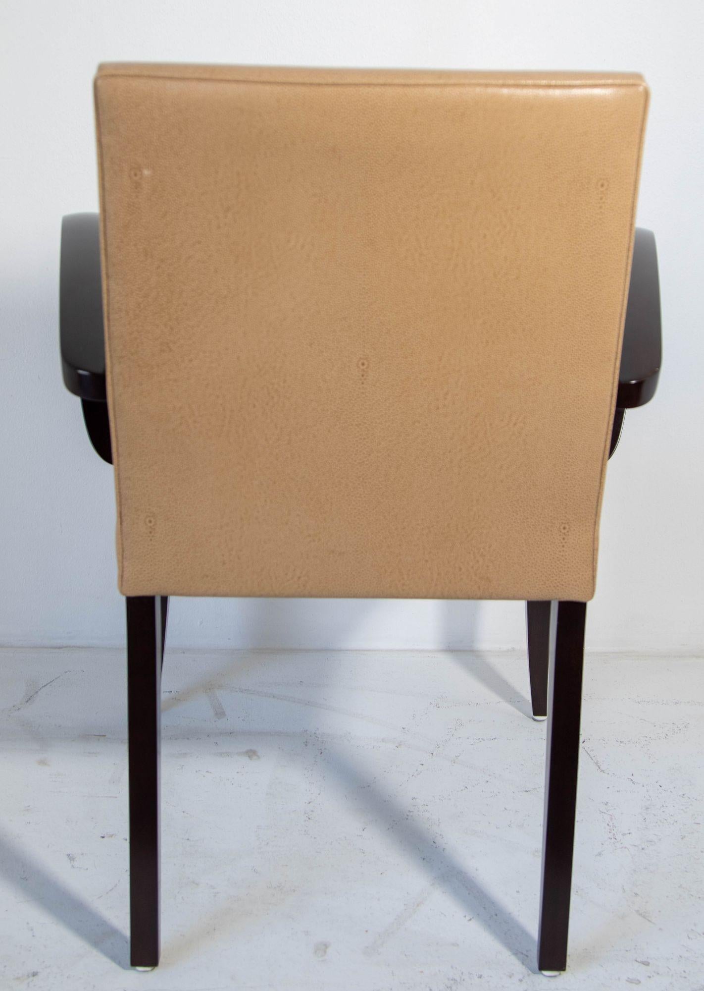 Dakota Jackson Leather Club Art Deco Style PFM Armchair For Sale 3