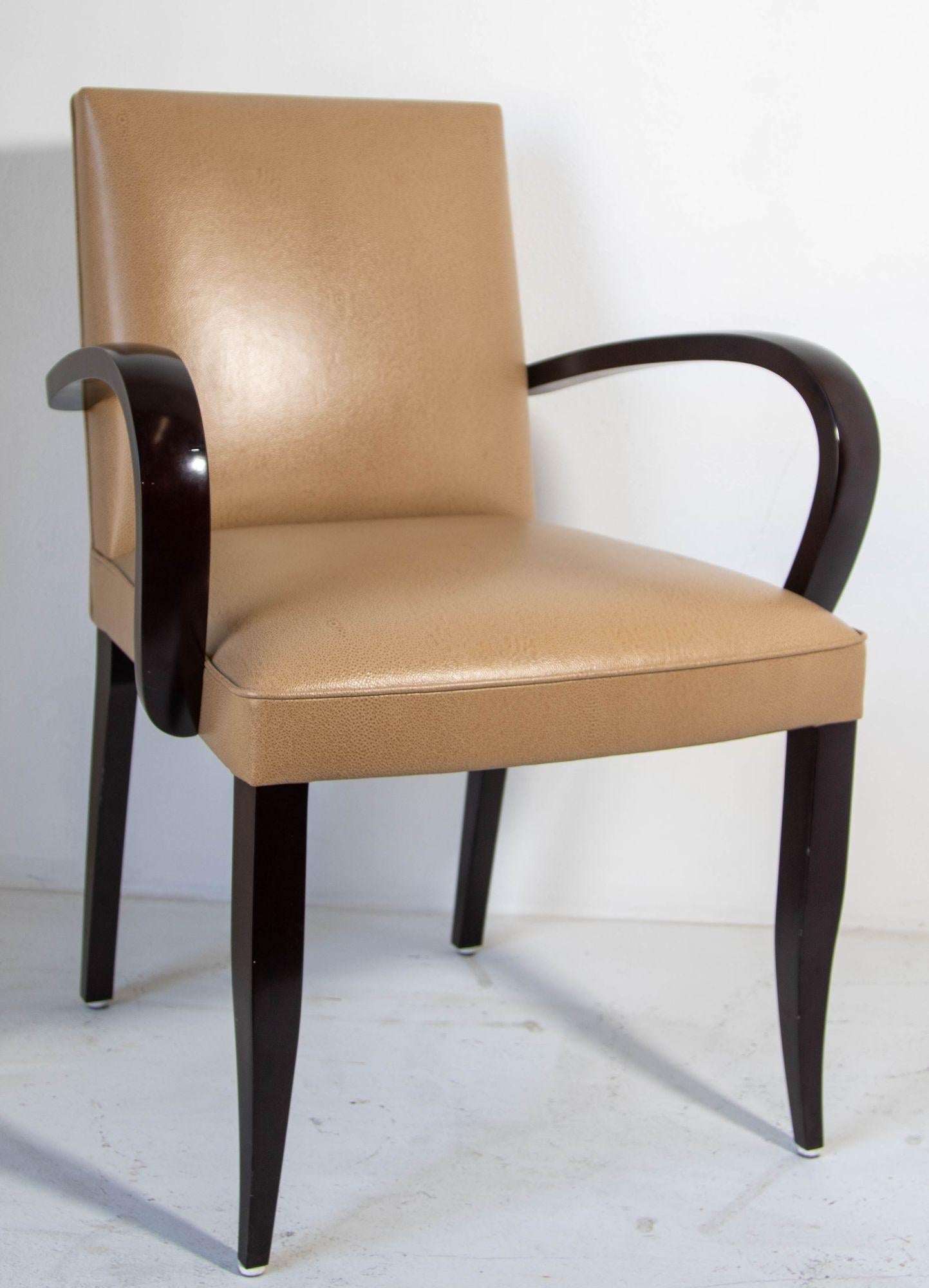 Dakota Jackson Leather Club Art Deco Style PFM Armchair For Sale 9